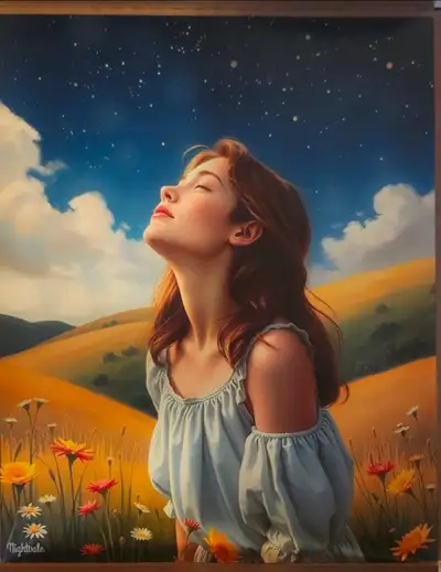 Original Artwork-16" x 20" Poster Art Print Under The Starry Sky, View more