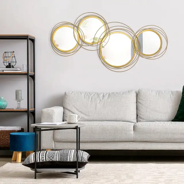 Metal Wall Art Gold Frame Circle Bathroom Mirror Decor Home Hang in Home Décor & Accents in Markham / York Region - Image 7