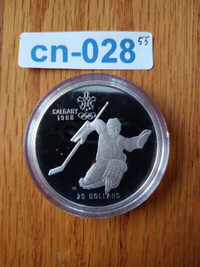 1988 CALGARY WINTER OLYMPICS CANADA 20 DOLLARS SILVER  HOCKEY