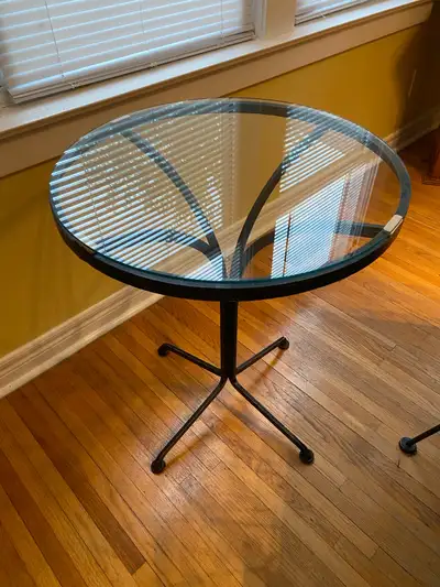 indoor/outdoor Glass and metal table, View more