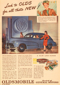 Full page magazine ad for 1945 Oldsmobiles