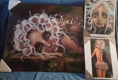 8 Angelina Wrona Art Pieces 1 - Framed Print - $50 1 - 24×32 Large Wood Mount Print - $130 6 - 11×14...