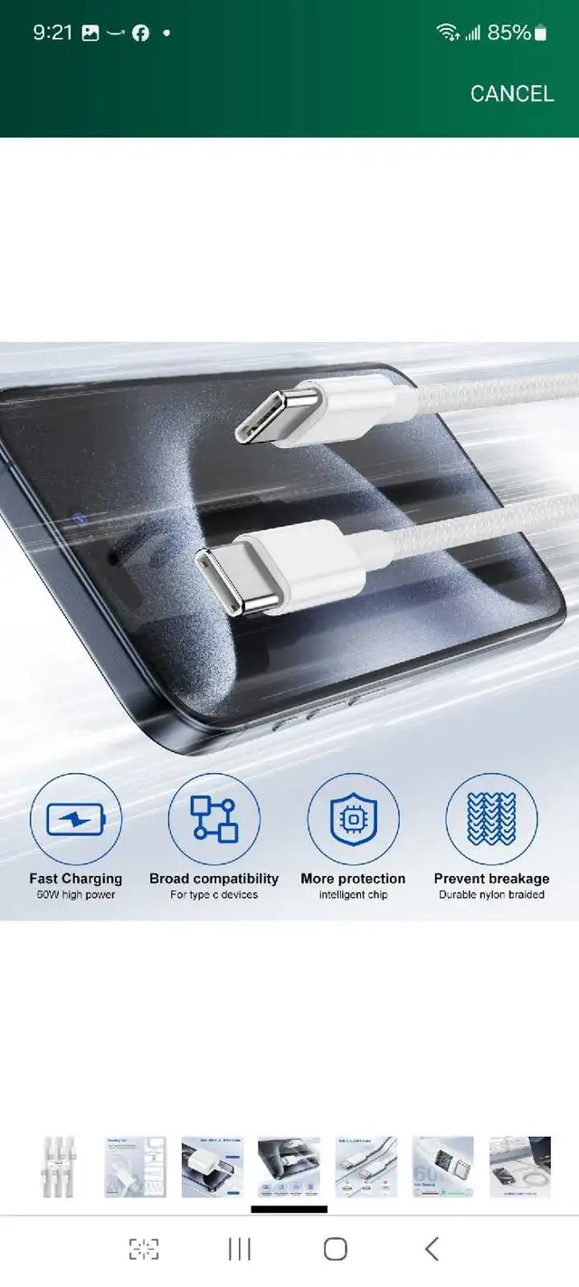 3Pack Type C to Type C Fast Charging Cord for iPhone16/15,USB C in General Electronics in Markham / York Region - Image 4