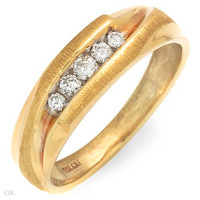 Mens 10k Yellow Gold & Diamond Ring