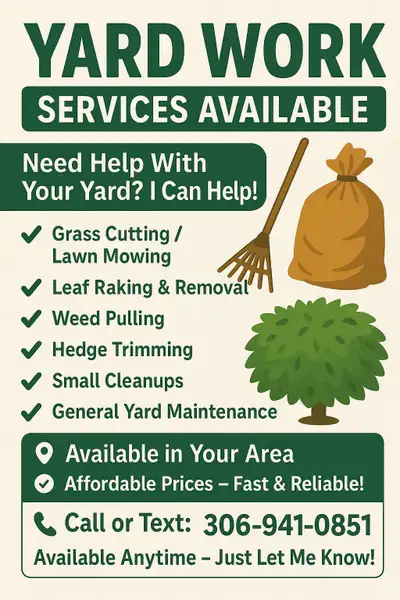 ✅ Grass Cutting / Lawn Mowing ✅ Leaf Raking & Removal ✅ Weed Pulling ✅ Hedge Trimming ✅ Small Cleanu...