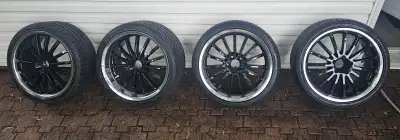 Mandrus Millennium 19" Staggered Wheels & Tires – Black/Machined – Set of 4 Selling a complete set o...