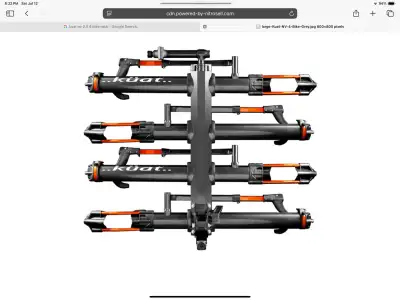 Support pour 4 (OUI 4 VELOS) velos Kuat NV 2.0 en parfaite condition. Pour récepteur de 2 pouces. Va...