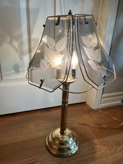 Table lamp (Brass with glass shade), View more