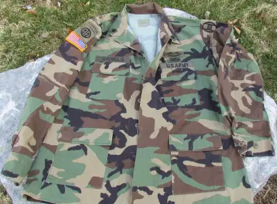 XL Long US Army Patched Woodland Camo Field BDU Top, View more