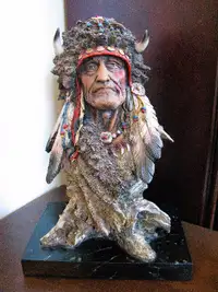 SIGNED Limited Edition Native American Warrior Bison Chief Bust