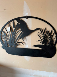 Black Metal Wall Decor Duck in Pond