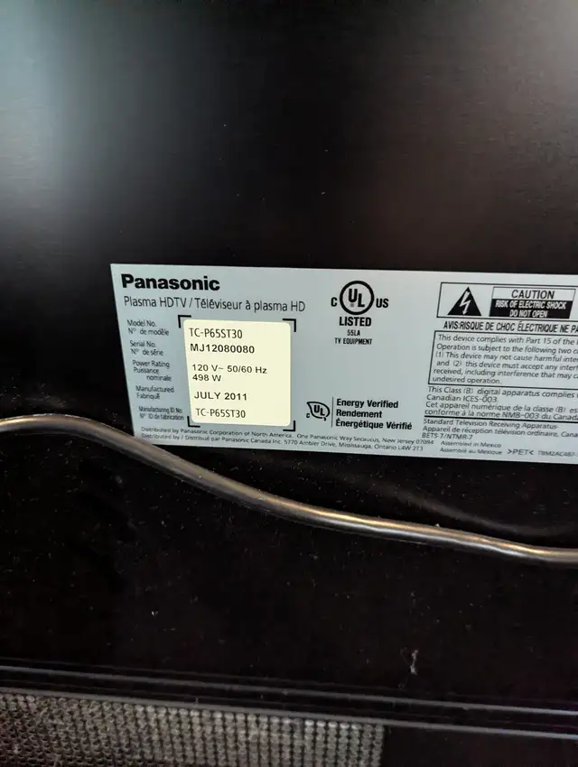 Panasonic Viera TV 65inches ( TC-P65ST30) in TVs in Ottawa - Image 3