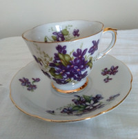 Tea Cup and Saucer Made in Japan Purple Violets