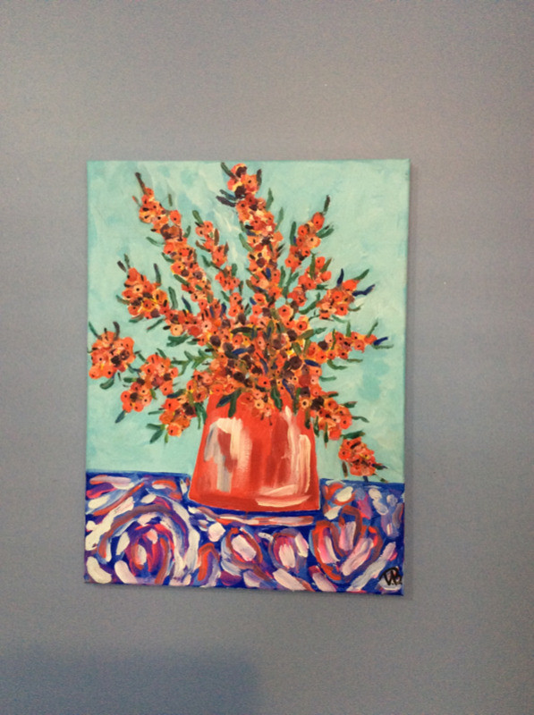 Still Life with Pyracantha Original Acrylic Painting on Canvas in Arts & Collectibles in City of Toronto - Image 4