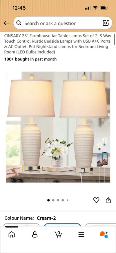 New-CINSARY 25" Farmhouse Jar Table Lamps Set of 2, View more