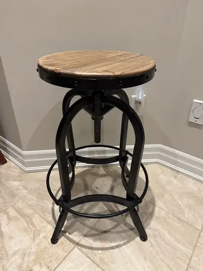 Industrial style wood & metal stool, View more