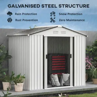 Brand new never opened boxes 7'x 4'x 6' Garden Tool Shed Metal Storage Shed w/ Foundation Kit and Do...