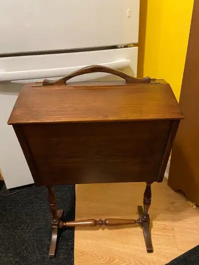 Vintage Solid Wood Standing Sewing Box Cabinet, View more