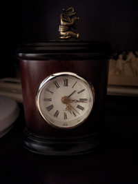 Bombay wooden desk clock watch with brass elephant
