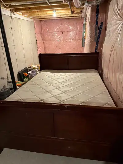 Used Solid Wood Queen Bed Set for Sale – Mattress Included, View more