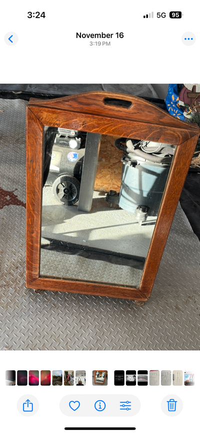 Oak antique shoe mirror, View more