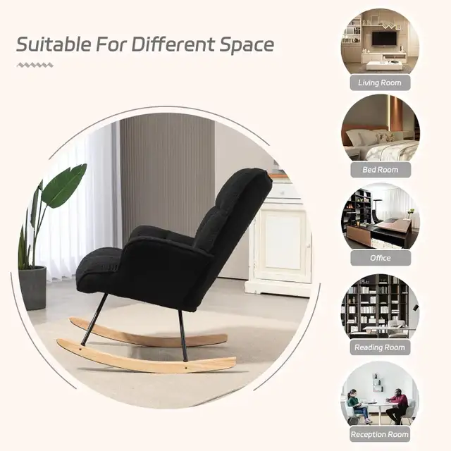 Rocking Chair Nursery Teddy Upholstered Glider Rocker Chair Padd in Chairs & Recliners in Markham / York Region - Image 6