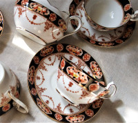 Vintage 1920s Imari pattern 4 Royal Albert teacups+creamer