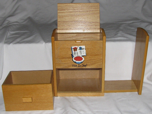 2-Tier Wood Recipe Box with Adjustable Expanding Cookbook Holder in Kitchen & Dining Wares in Saint John - Image 4