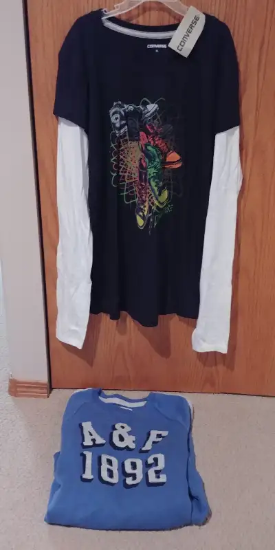 Abercrombie sweatshirt size 15/16 & Converse long sleeved shirt, View more