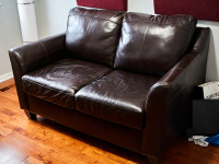 Leather Sofa – Dark Brown (sits two people)