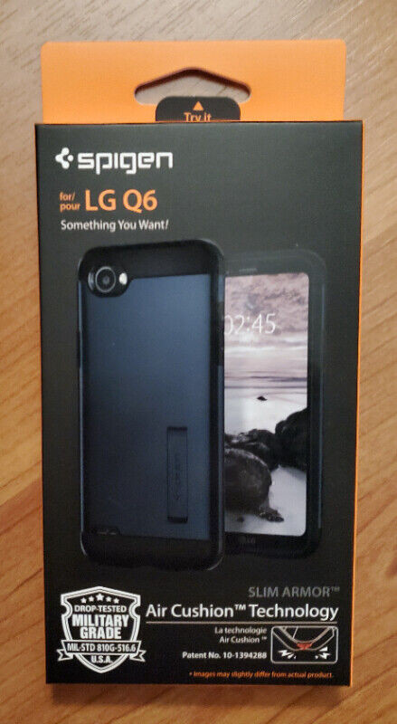 CELL PHONE CASE FOR LG Q6 + SPIGEN SLIM ARMOR + BRAND NEW IN BOX in Cell Phone Accessories in Burnaby/New Westminster