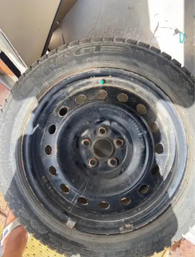 Set of 4 GT Radial winter tires with steel rims. Came off a 2004 Toyota Matrix. • Size: 205/55R16 •...