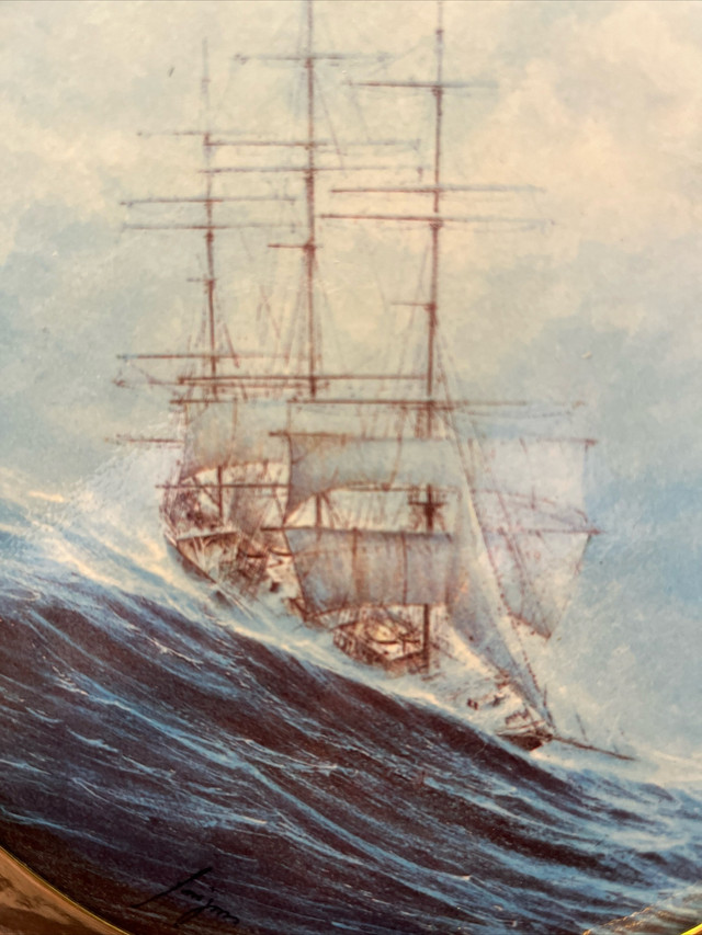 Hand painted ceramic tile with an image of a sailing ship. in Arts & Collectibles in Oshawa / Durham Region - Image 3