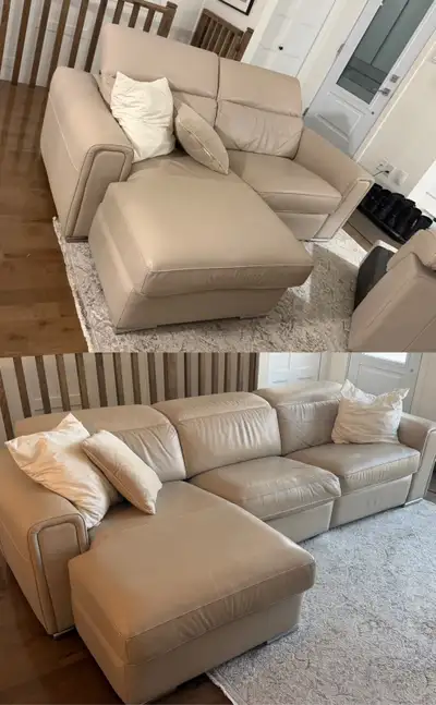 Canapé modulaire en cuir deux ou trois places avec repose pieds., View more