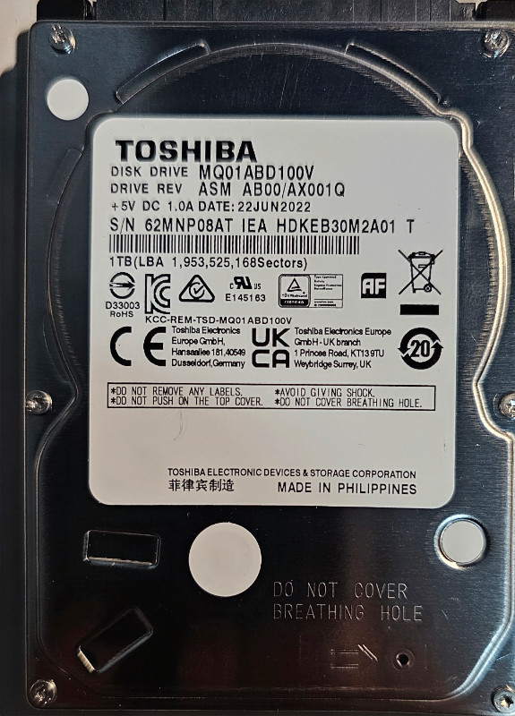 Toshiba MQ01ABD100V Series HDD 1TB in Flash Memory & USB Sticks in Windsor Region - Image 3