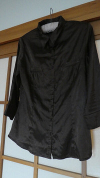 Satiny chocolate-brown ladies blouse. Sm-mdm size. REDUCED PRICE
