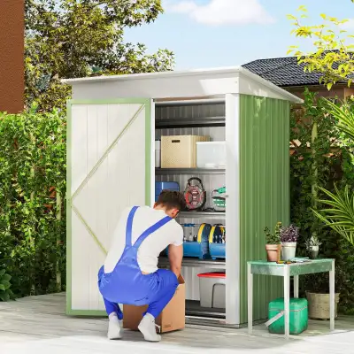Outdoor Storage Shed, Steel Lean-to Shed with Adjustable Shelf,, View more