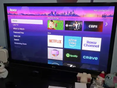 LG TV 55 inch with Roku TV stick n remote, View more
