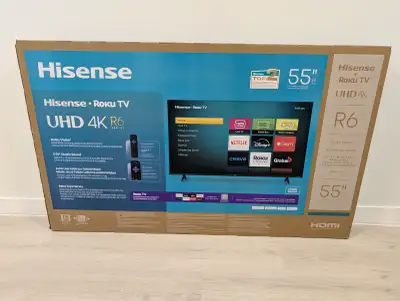 Brand New, Sealed Hisense 55" 4K UHD Roku Smart TV, View more