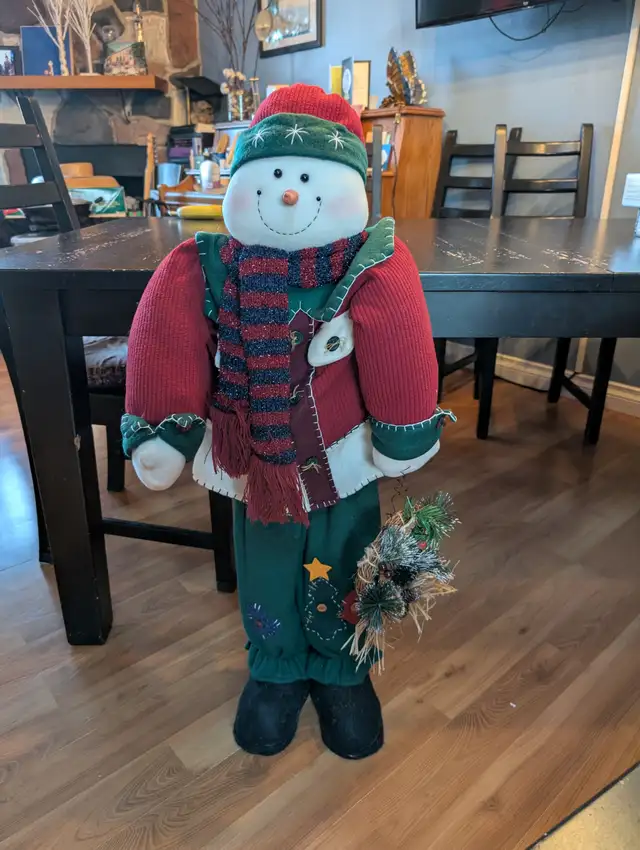 38" Large Standing Christmas Snowman Holiday Decoration - EUC