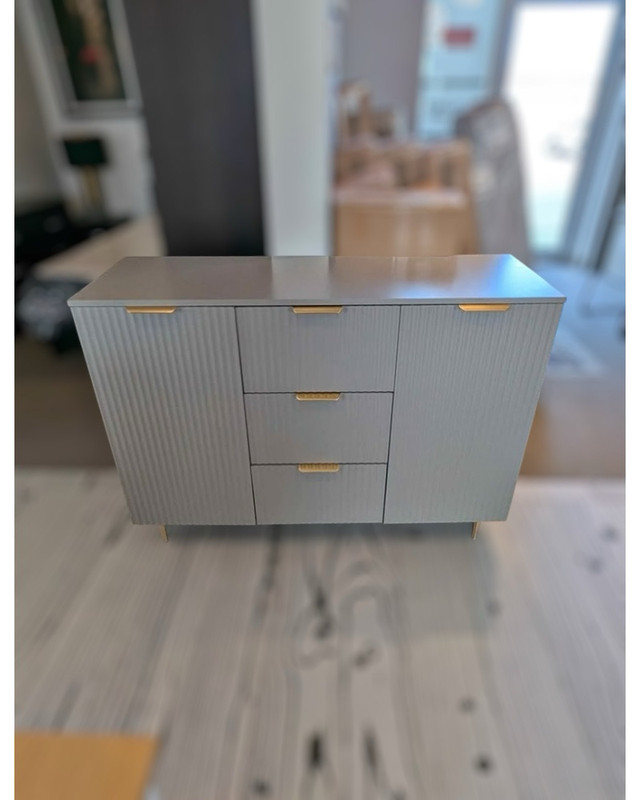 47” Modern Sideboard Buffet Cabinet — Grey with Gold Base in Hutches & Display Cabinets in Markham / York Region - Image 2