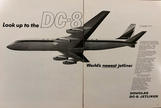 1958 Douglas DC-8 Jetliner XLarge 2-Page Original Ad in Arts & Collectibles in North Bay