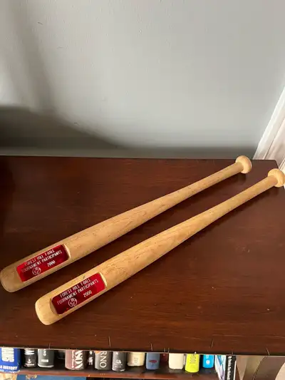 Pair of Mini wood bat trophies $5 for the pair, View more