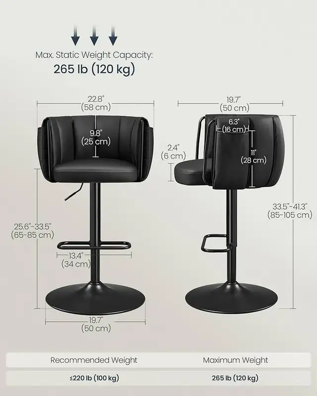  360° Swivel Bar Stool,  Height Adjustable Barstools with Curved in Chairs & Recliners in Markham / York Region - Image 6