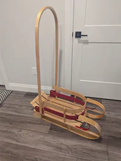 Deluxe Solid Canadian Wood Toddler Baby Push Sled Sleigh, View more
