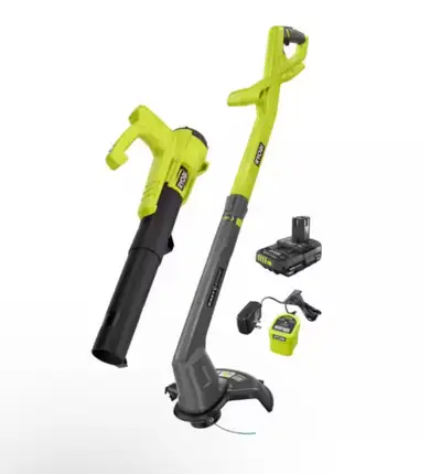 RYOBI 18V ONE+ Cordless String Trimmer/Edger and Blower/Sweeper, View more