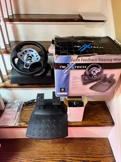 Nexxtech force feedback wheel for pc, xbox, ps2 and gamecube, View more