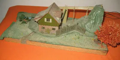 HO Model Railroad Model Lumber Yard Hand switch for Log delivery from Structure and Hand switch Car...