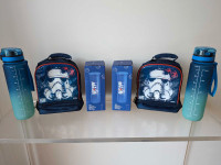Bundle of boys thermos lunch box + new water bottles