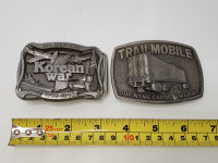 Vintage Pewter Belt Buckles Korean War Trailmobile